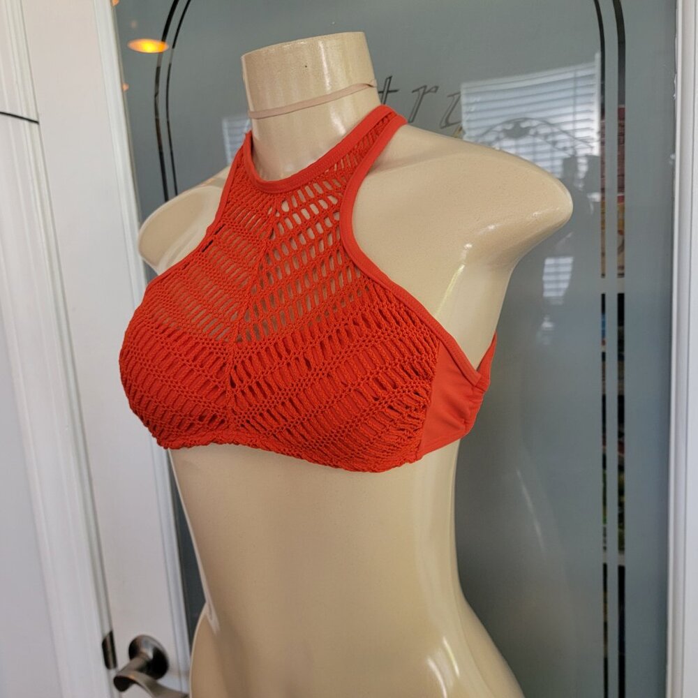 Xhilaration crochet high neck bikini top coral red - Picture 4 of 7